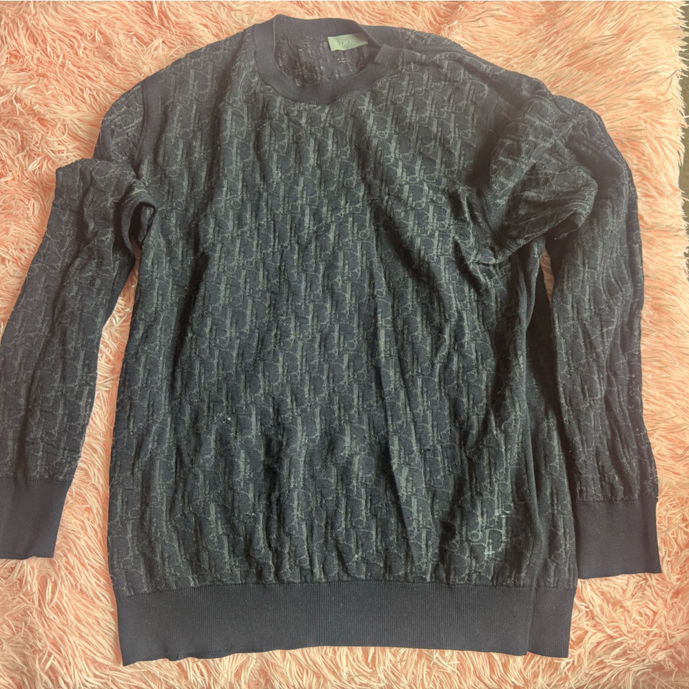 Dior Black Crewneck Sweater Cable Knit